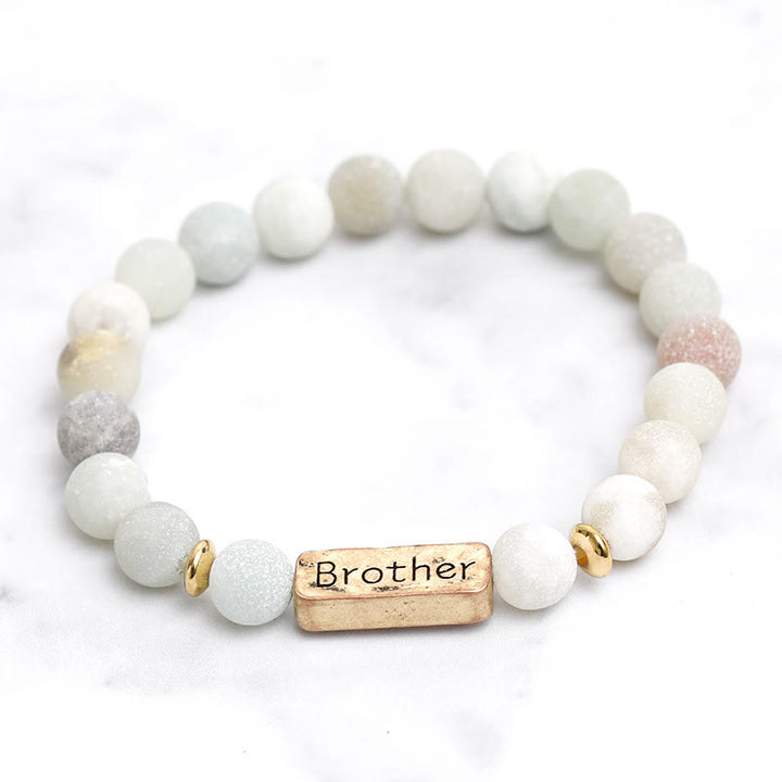 Bracciale con incisione Brother in pietra preziosa naturale Olivenorma