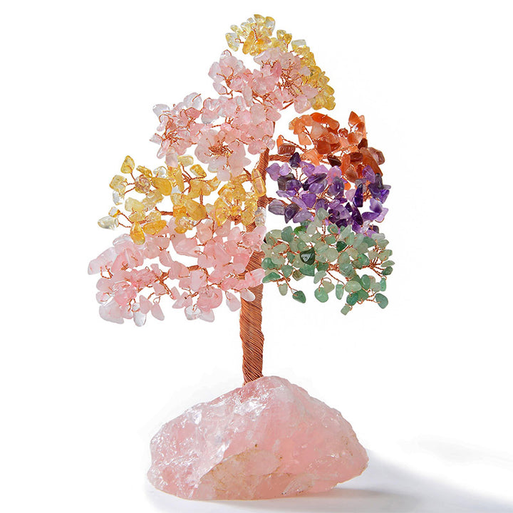 Albero Bonsai Feng Shui Olivenorma su base in quarzo rosa 