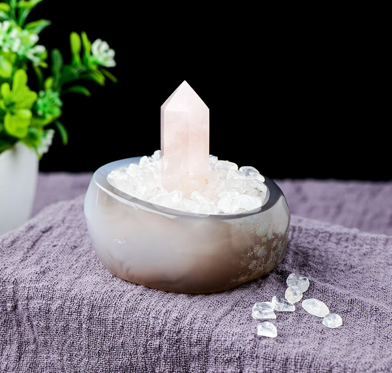 Olivenorma Ciotola in agata brasiliana naturale Cornucopia Ornamento Decorazione in pietra preziosa