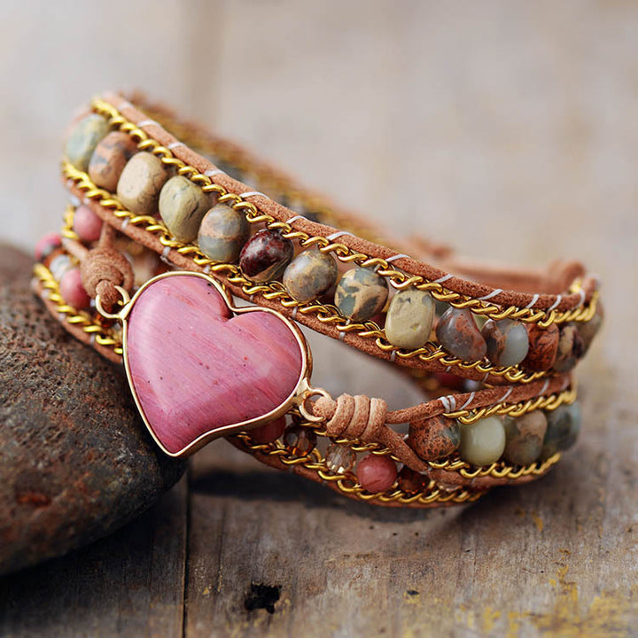 Bracciale avvolgente in rodonite Pure Love