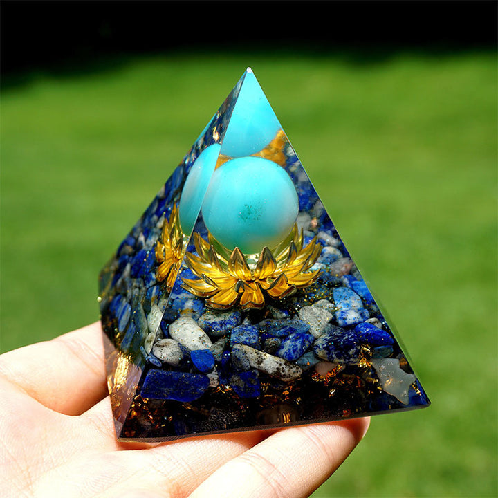 Olivenorma L'Espansione Spirituale Piramide di Orgone Turchese e Lapislazzuli 