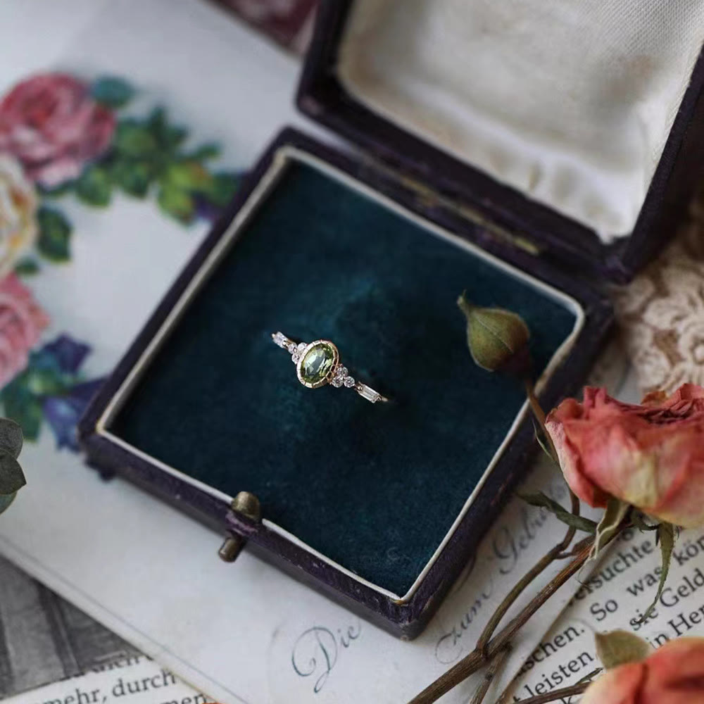 Anello vintage in oro 14K con peridoto naturale Olivenorma