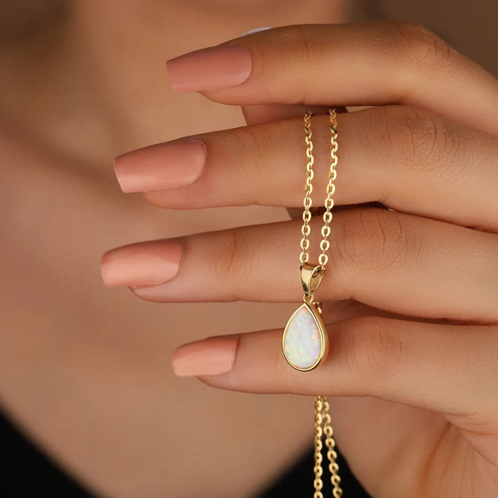 Collana Olivenorma Water Drop Opal in rame placcato oro 18k