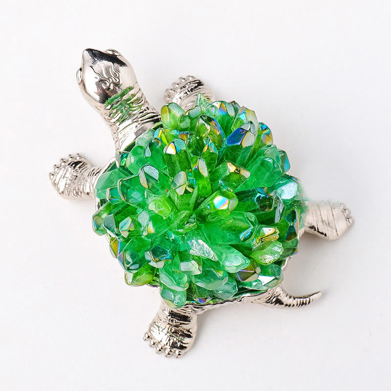 Olivenorma Natural Crystal Cluster Turtle Ornament Lampada Decorazione con pietre preziose