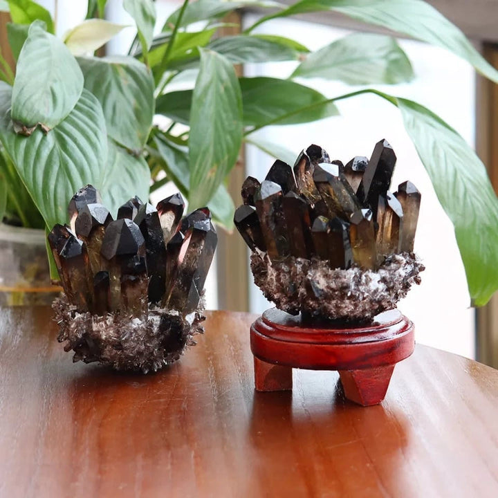 Decorazione con pietra preziosa a grappolo di quarzo fumé naturale Olivenorma