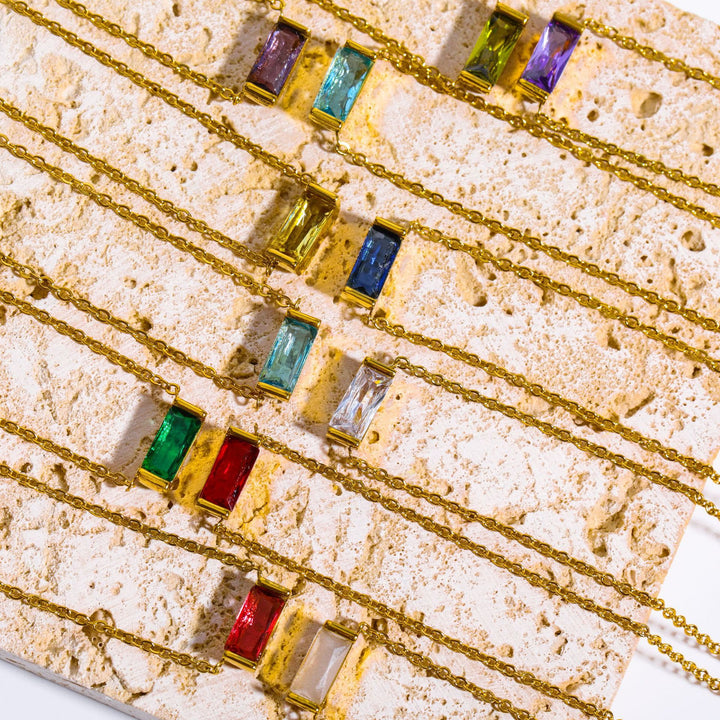 Collana regalo Olivenorma con ciondolo rettangolare semplice con pietra portafortuna in acciaio inossidabile - image 44