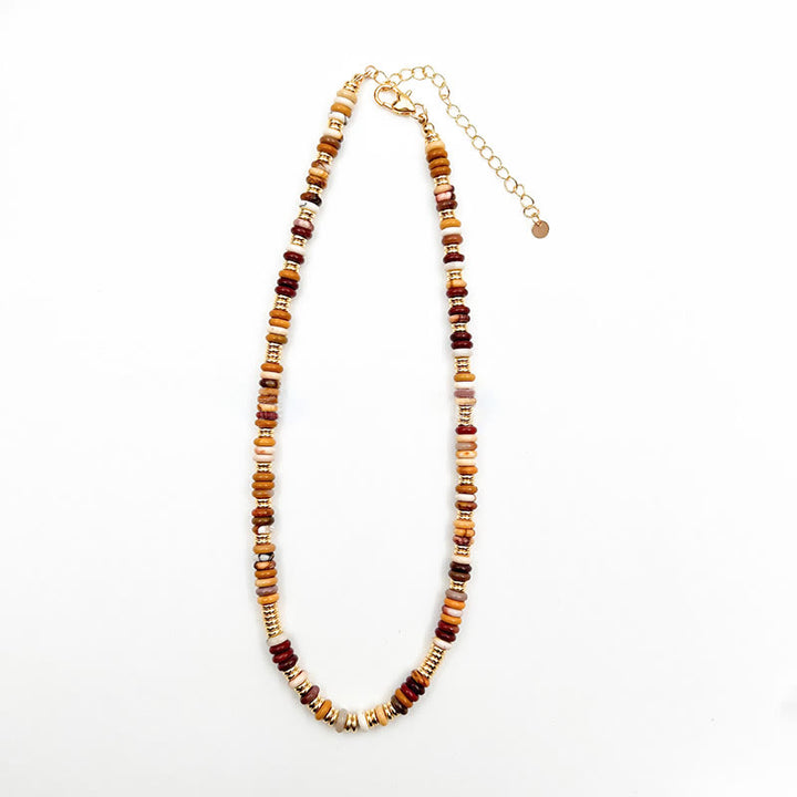 Collana con clavicola in agata naturale con perline Sunset Frisbee Olivenorma