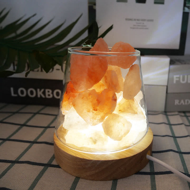 Olivenorma Calice di fuoco a forma di cristallo o lampada di sale rosa dell'Himalaya