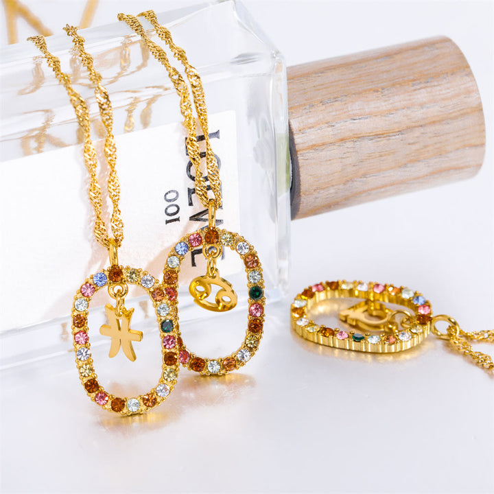 Collana Olivenorma Zircone traforato Ovale Costellazione Zodiacale