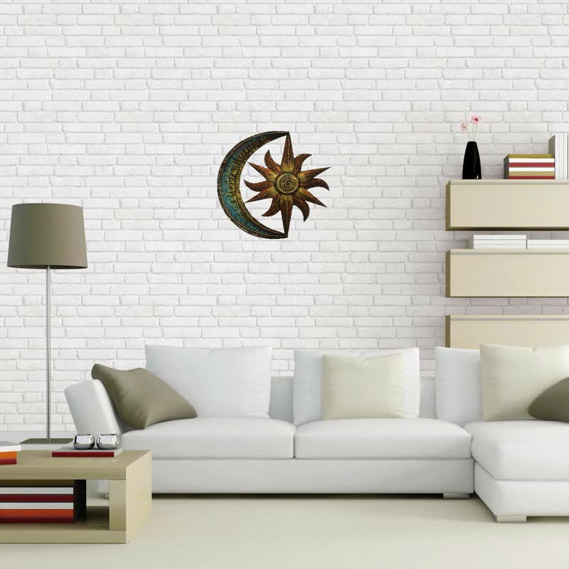 Olivenorma Decorazione da parete in metallo a tema celeste Sole e Luna