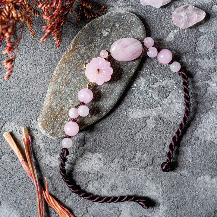 Bracciale alla caviglia in quarzo rosa Il Fiore dell'Amore