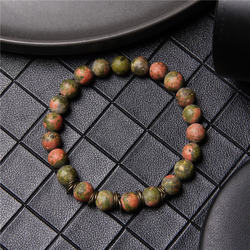 Olivenorma Bracciale Yoga Elasticizzato con Perline in Pietra Naturale Lucida da 8 mm