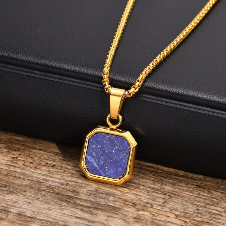 Olivenorma Collana con ciondolo quadrato da uomo con catena lunga per maglione 