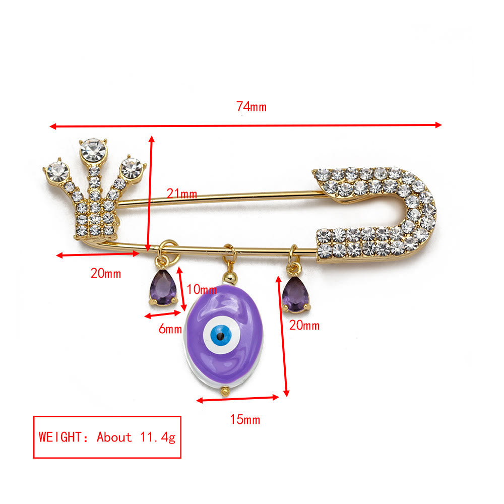 Spilla a forma di cuore con occhio maligno in zircone bianco Olivenorma 