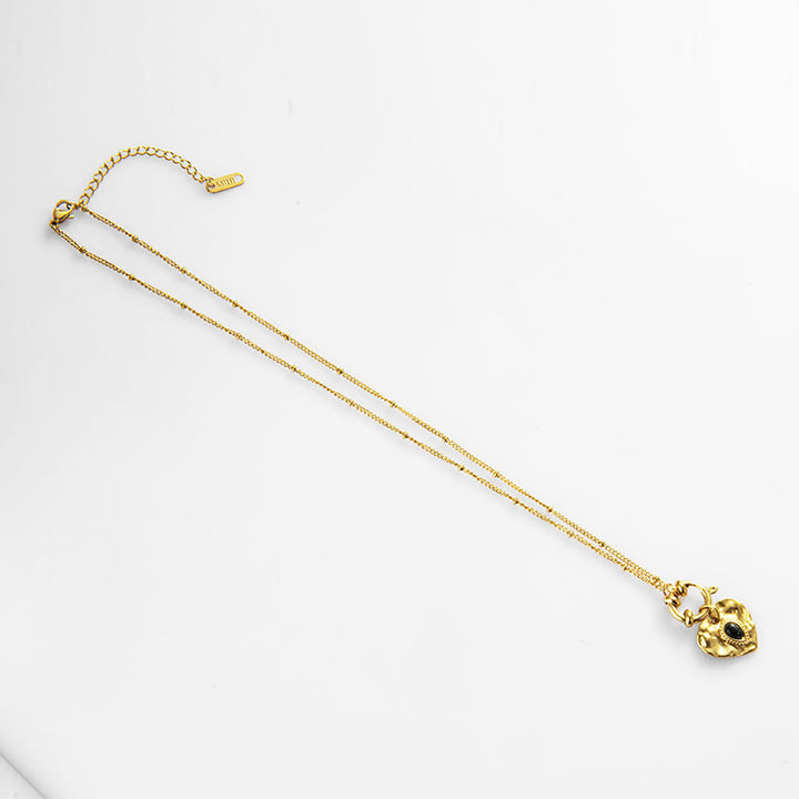 Collana con ciondolo in acciaio al titanio con cuore turchese nero Olivenorma 