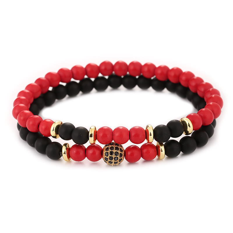 Bracciale da uomo con perline a due strati in cristallo naturale Olivenorma