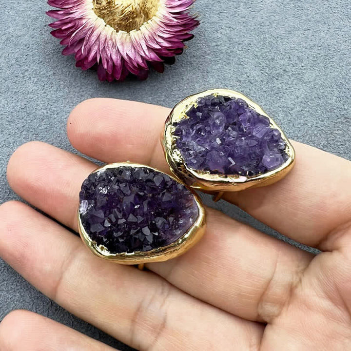 Anello regolabile con pietra preziosa naturale in oro Olivenorma