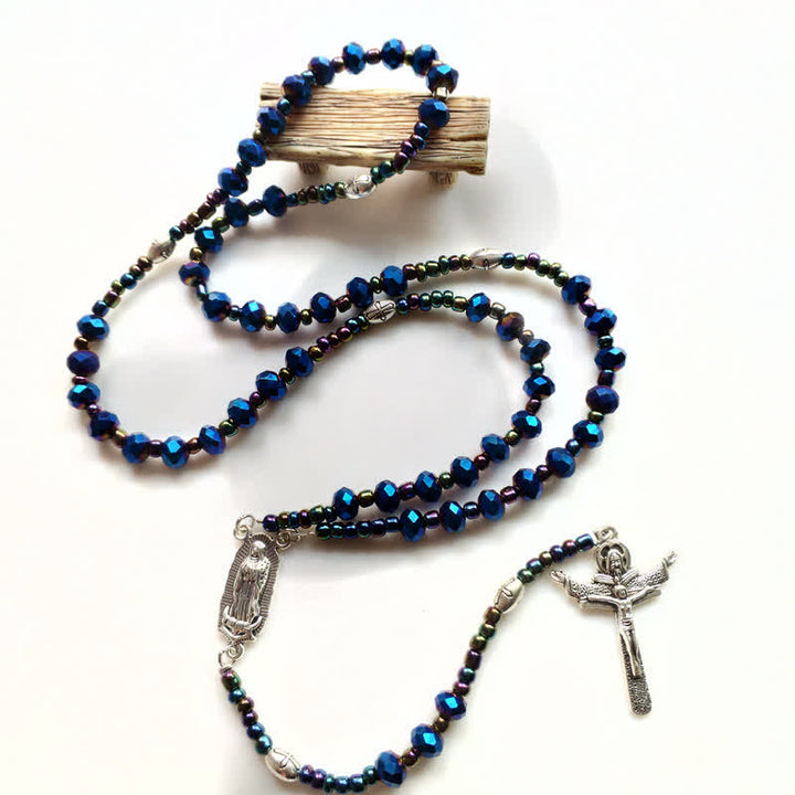 Collana rosario vintage in labradorite con croce Olivenorma