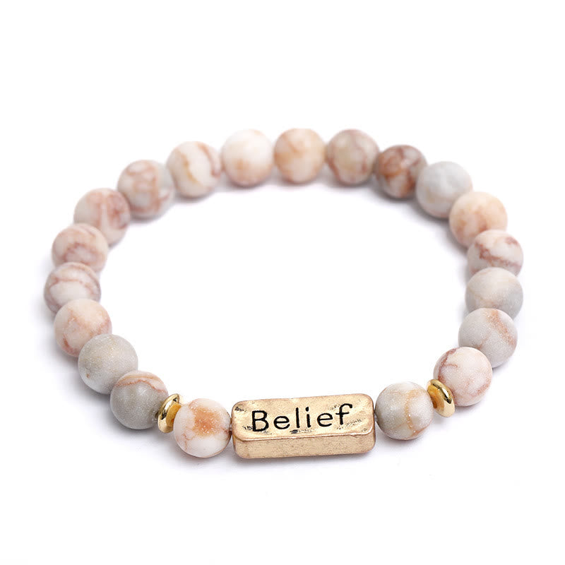 Bracciale con incisione della fede in pietra preziosa naturale Olivenorma