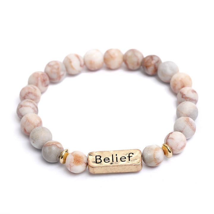 Bracciale con incisione della fede in pietra preziosa naturale Olivenorma