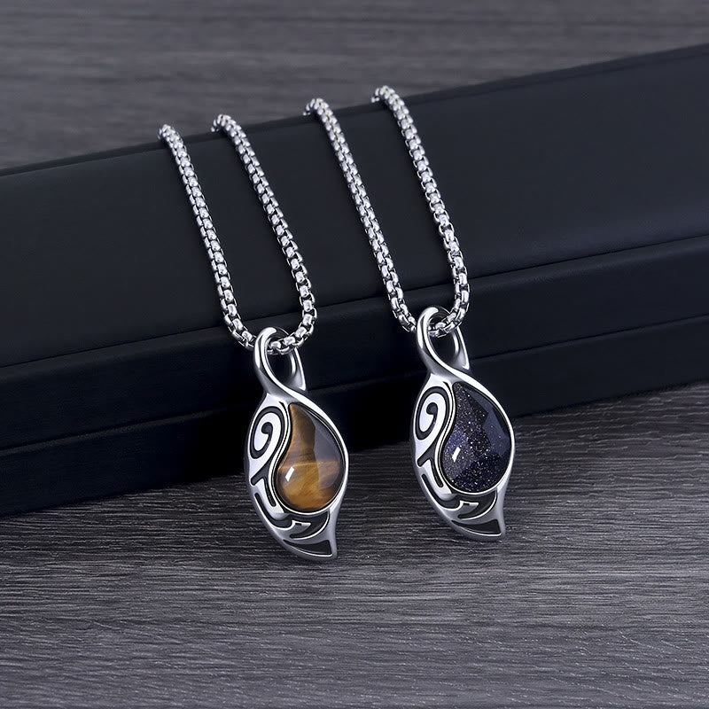 Collana in acciaio al titanio con occhio di tigre, coraggio, fortuna e protezione Olivenorma