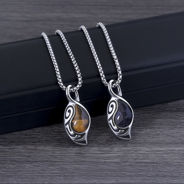 Collana in acciaio al titanio con occhio di tigre, coraggio, fortuna e protezione Olivenorma