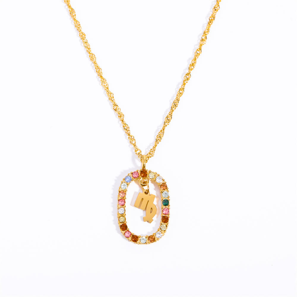 Collana Olivenorma Zircone traforato Ovale Costellazione Zodiacale