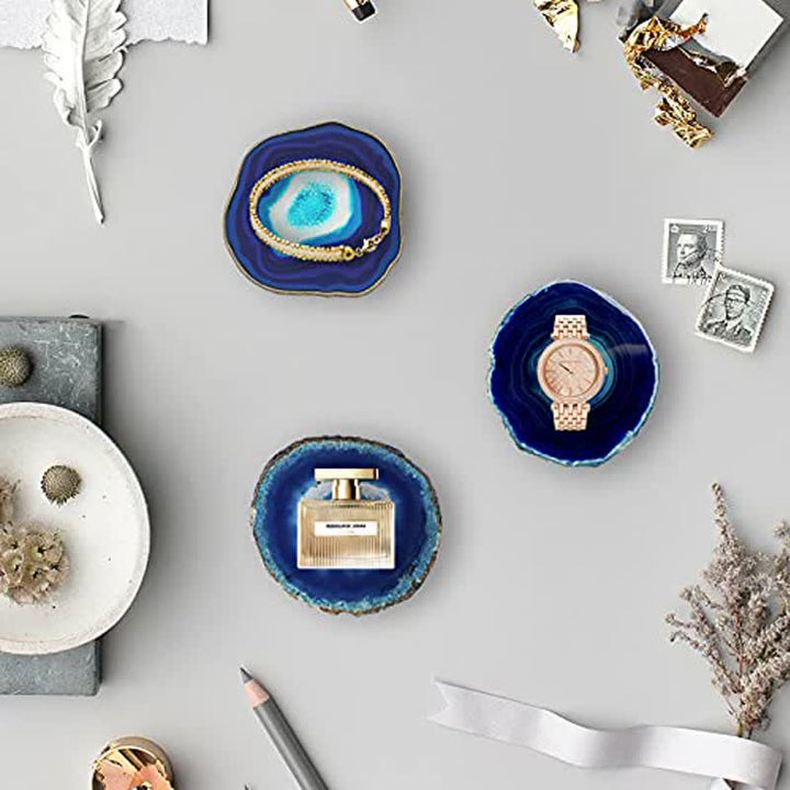Sottobicchiere Olivenorma in Agata Blu Decorazione con pietre preziose