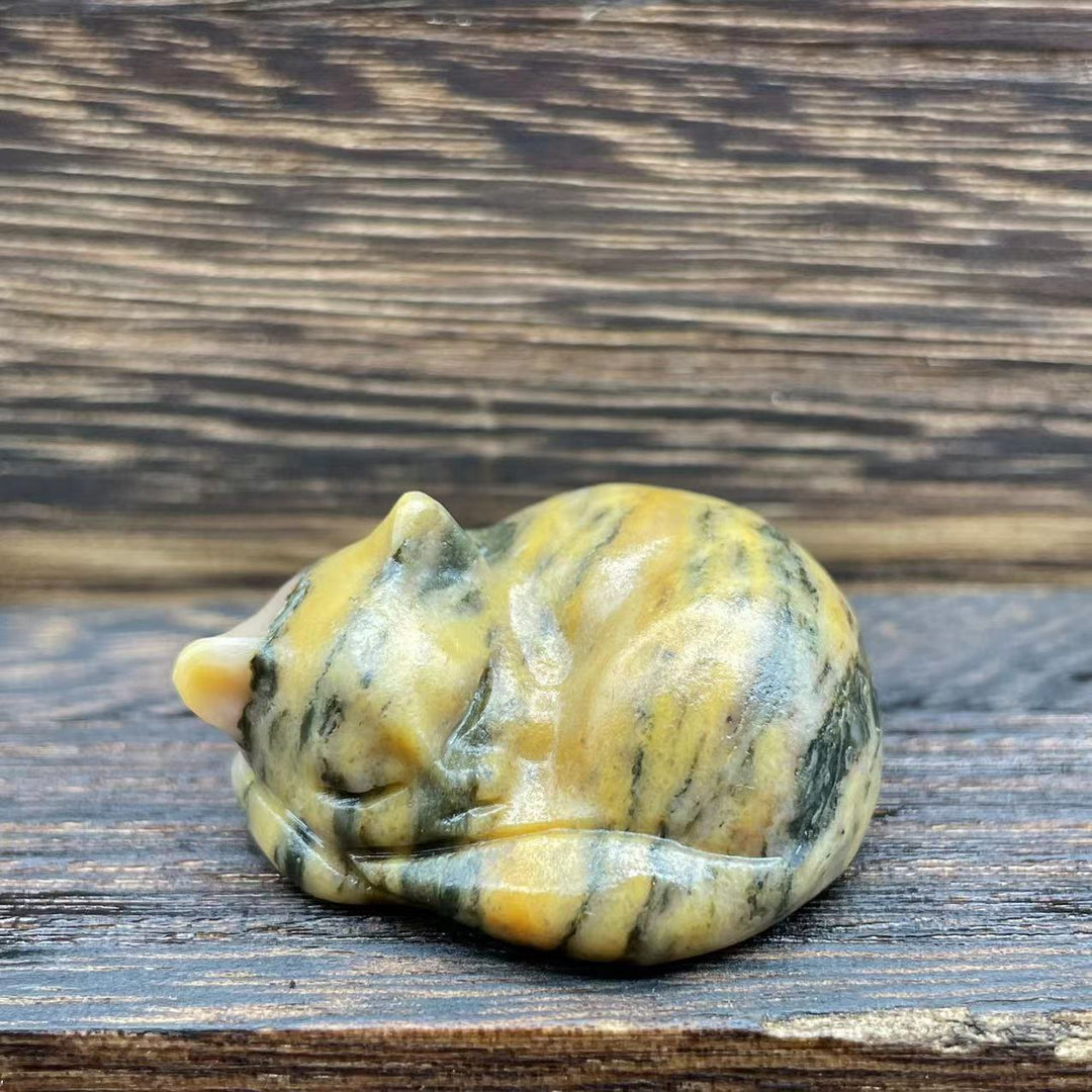 Olivenorma 4cm Decorazione in pietra preziosa di cristallo naturale a forma di gatto - Immagine di Jasper - image 37