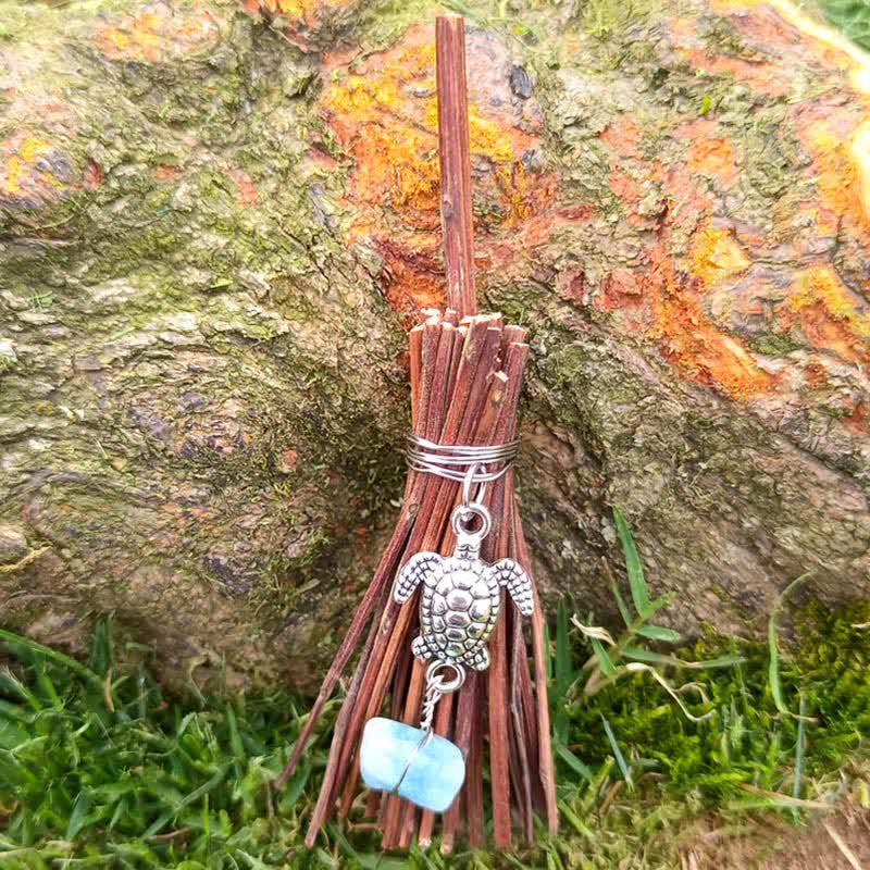 Ornamento fatto a mano Olivenorma Mini tartaruga di cristallo scopa 