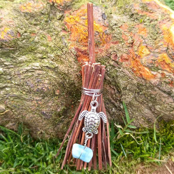 Ornamento fatto a mano Olivenorma Mini tartaruga di cristallo scopa 