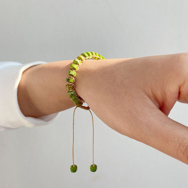 Bracciale intrecciato con perline di pietra naturale Olivenorma 