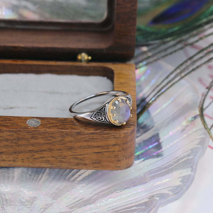 Anello in argento sterling 925 con labradorite naturale Olivenorma