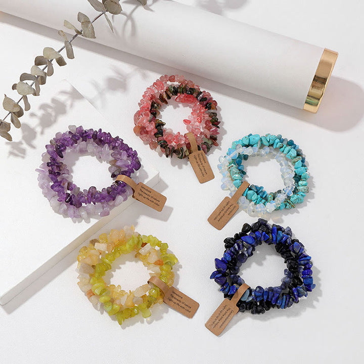 Bracciale Olivenorma a tre strati con ghiaia di cristallo irregolare naturale