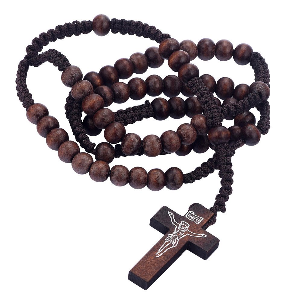 Collana rosario con perline di legno Mala a croce Olivenorma 