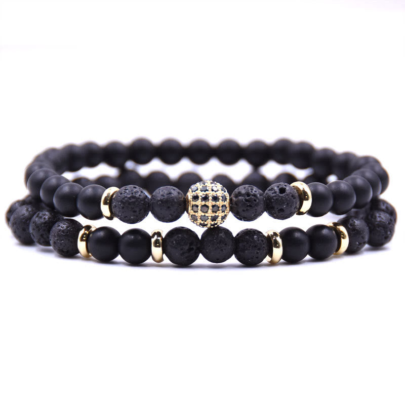 Bracciale da uomo con perline a due strati in cristallo naturale Olivenorma