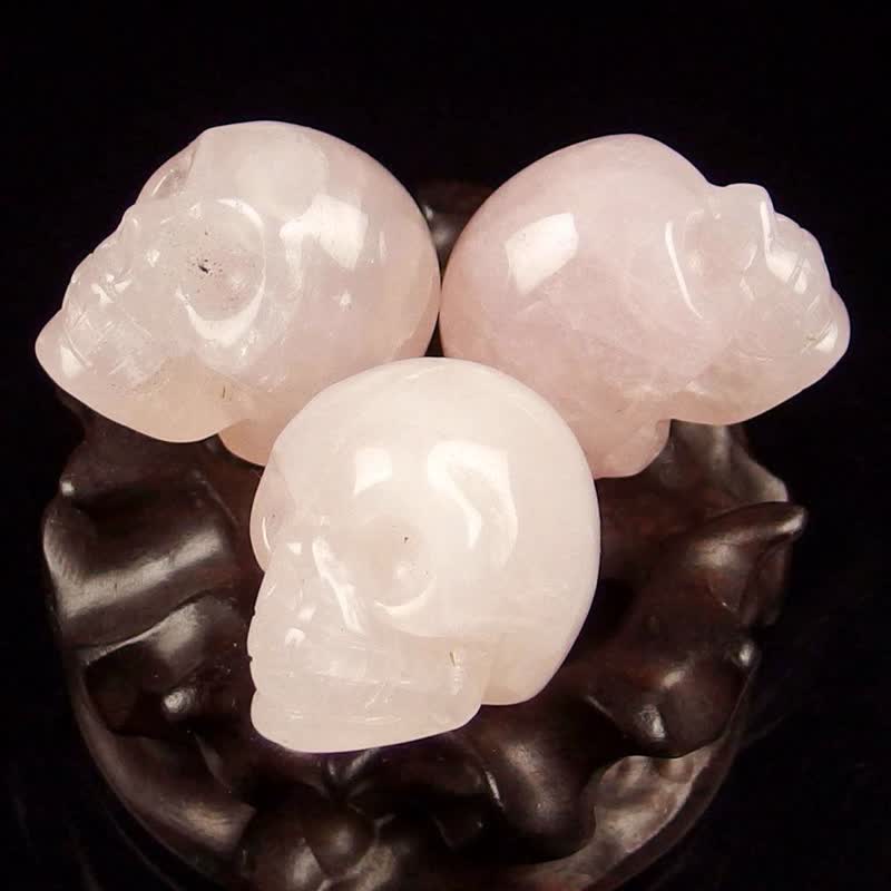 Decorazione teschio di cristallo di quarzo rosa