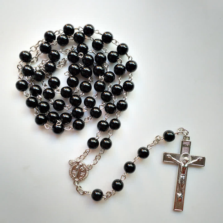 Collana rosario in onice nero con croce gotica Olivenorma