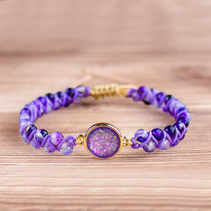 Bracciale da donna intrecciato in agata viola Olivenorma