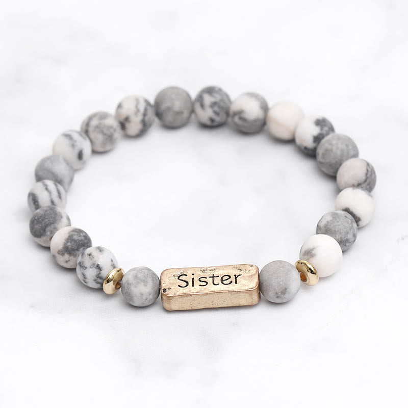 Bracciale con incisione della sorella in pietra preziosa naturale Olivenorma 
