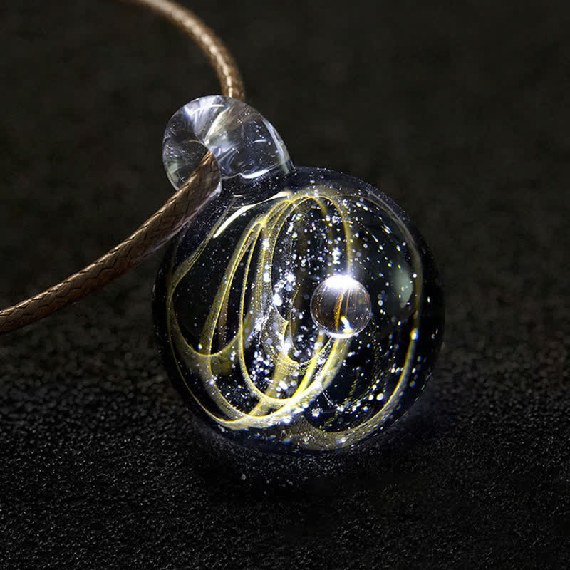 Collana in vetro con cielo stellato cosmico Olivenorma