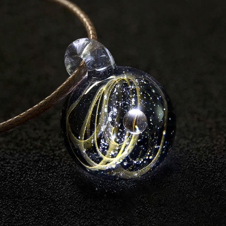 Collana in vetro con cielo stellato cosmico Olivenorma