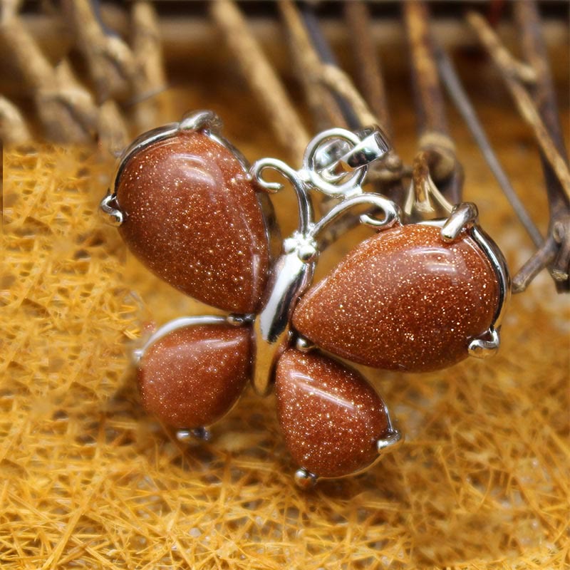 Collana a farfalla con pietra preziosa di cristallo naturale Olivenorma
