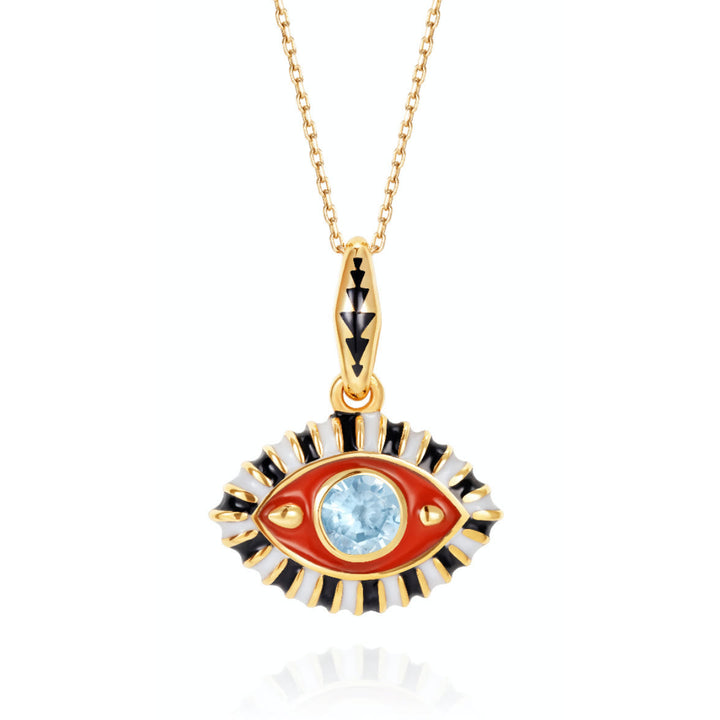Collana con ciondolo in zircone colorato con occhio malvagio in acciaio inossidabile Olivenorma 