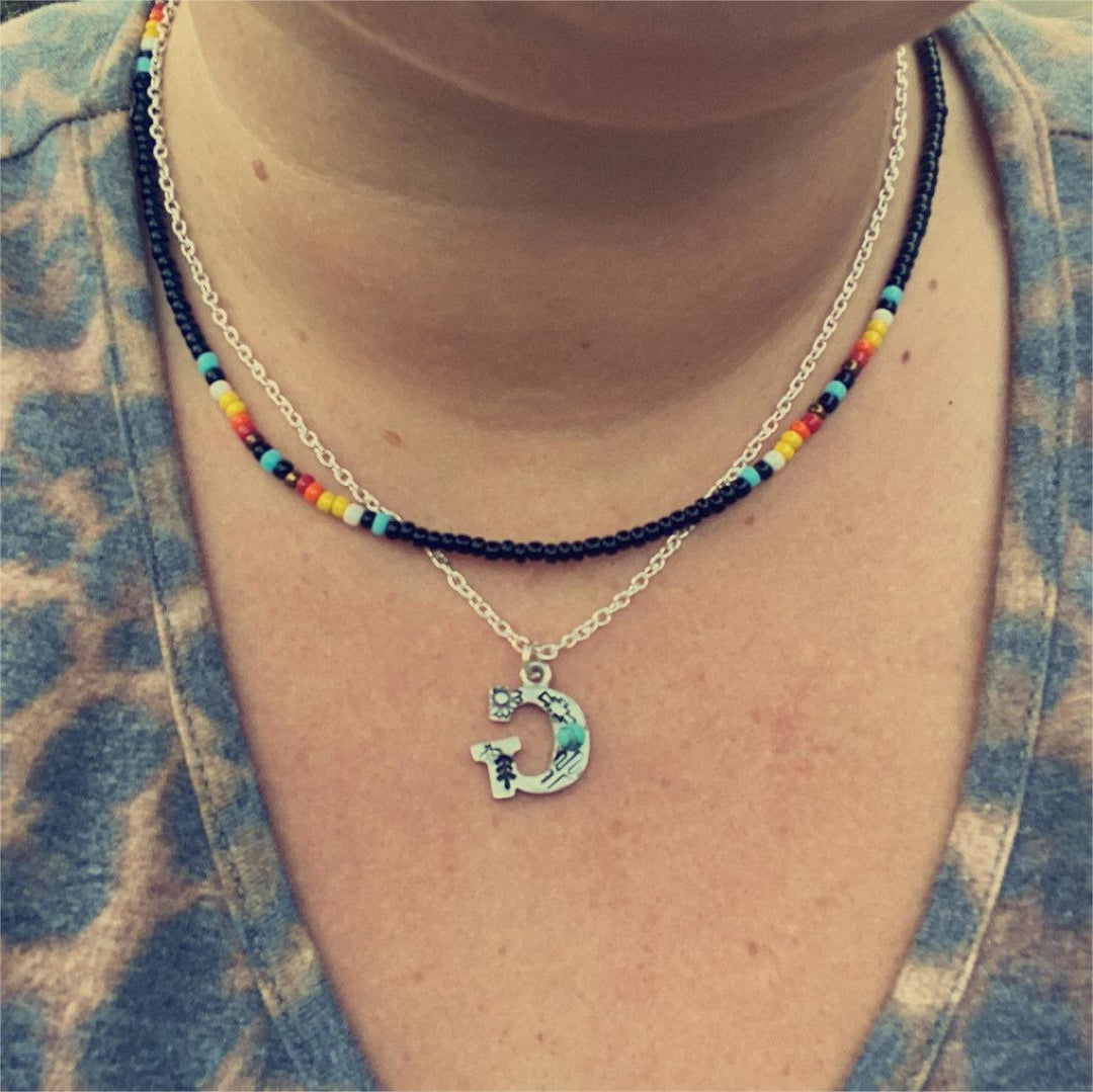 Collana con iniziale stampata in turchese naturale Olivenorma - image 1