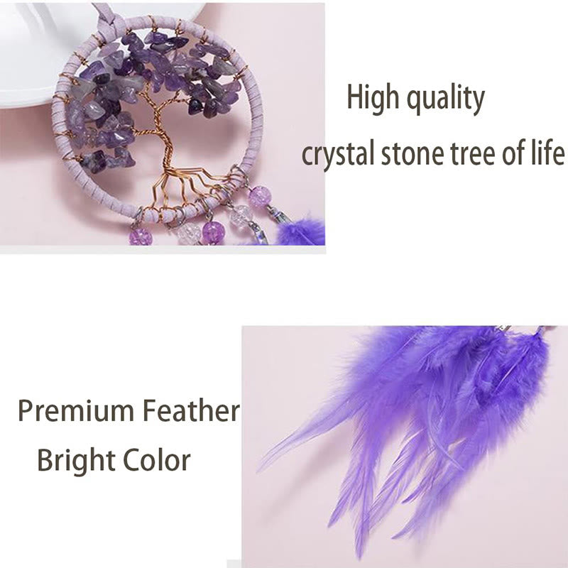 Ornamento per auto acchiappasogni con piuma dell'albero della vita in cristallo Olivenorma - image 22