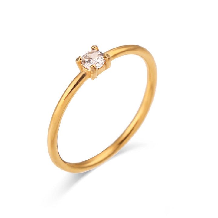 Anello Olivenorma Simple Birthstone in acciaio inossidabile placcato 18k