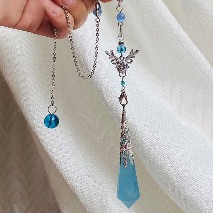 Olivenorma Acquamarina Corna Corona Catena Argento Pendolo 