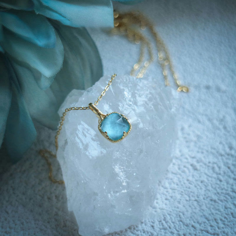 Collana Olivenorma con acquamarina sfaccettata quadrata 
