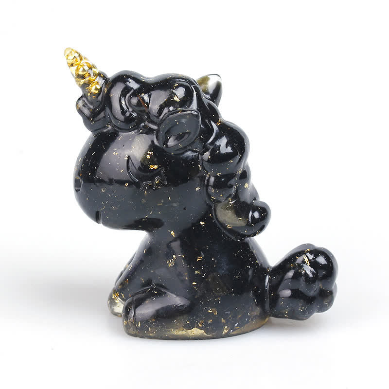 Decorazione in pietra preziosa di unicorno di cristallo Olivenorma - Ossidiana - image 21